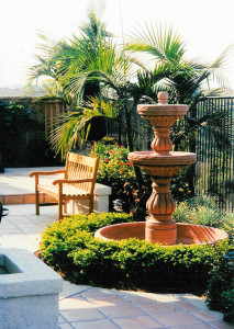 tired fountain, mediterranean landscape design San Diego CA